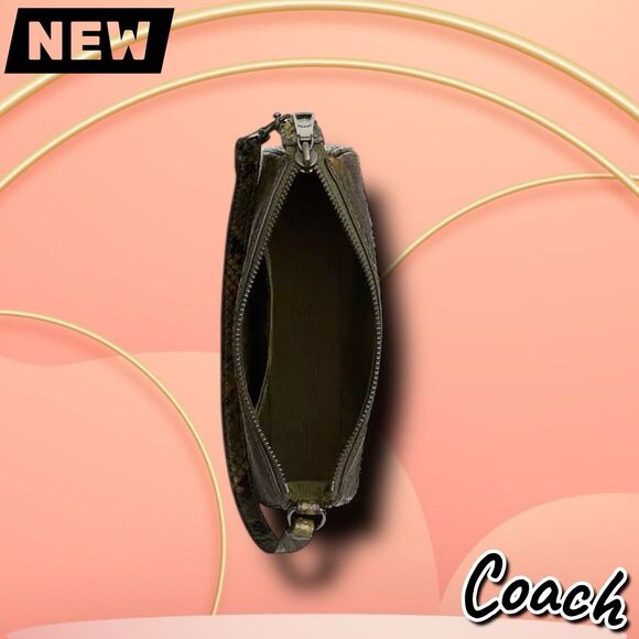 New NWT Coach Nolita 19 With Snake Print – Gunmetal/Olive Multi – Style CCF62 - Picture 7 of 8